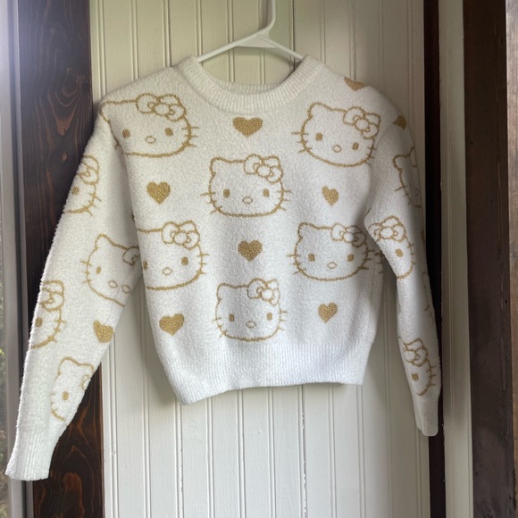 Girls Hello Kitty White and Gold Sweater - Picture 1 of 3